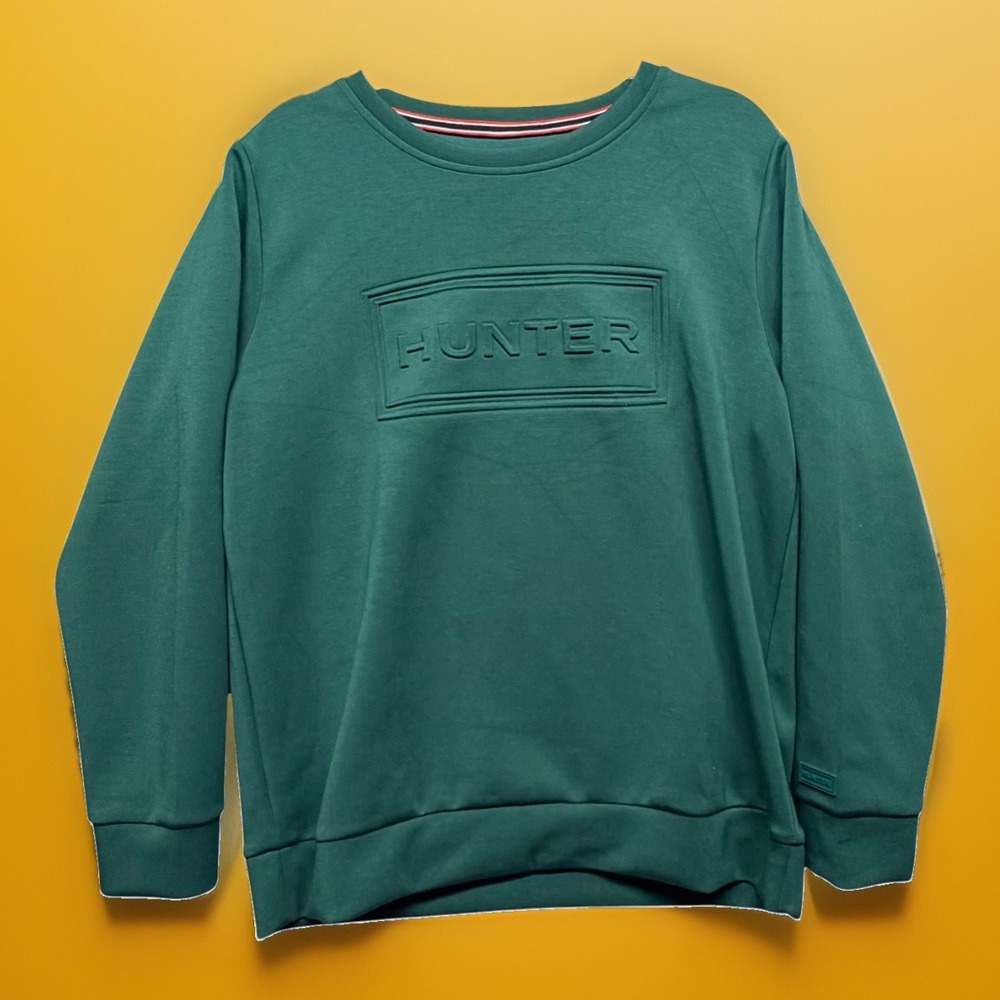 Hunter Green Embossed Logo Crewneck Sweatshirt Women's Large Pullover L